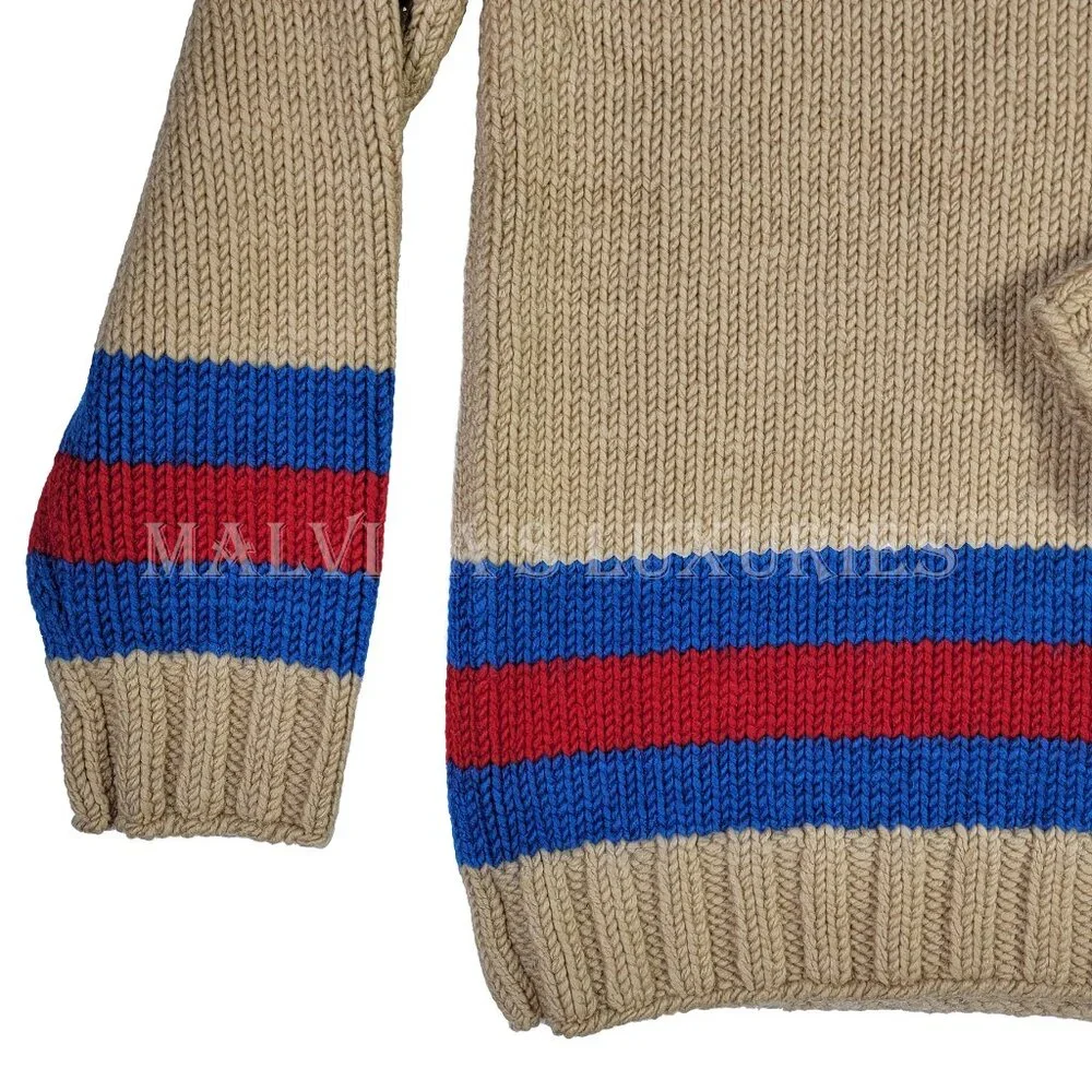 GUCCI MENS SWEATER STRIPED MOHAIR WOOL BLEND WEB STRIPE MOTIF sz M MEDIUM - Picture 8 of 15